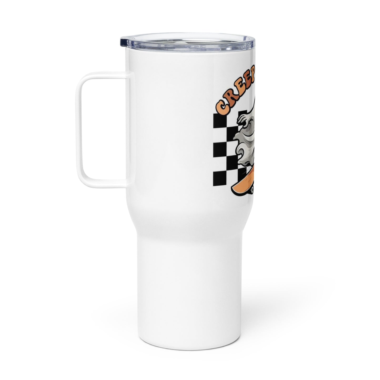 Travel mug with a handle